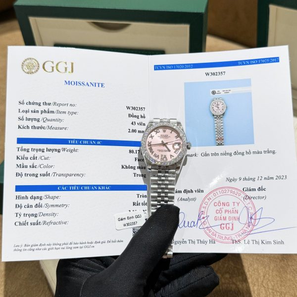 Rolex DateJust Replica Watch Moissanite Diamond Pink Dial 31mm