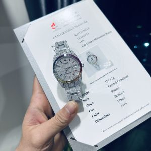 Rolex DateJust Rainbow Replica Watch Custom Moissanite Diamonds 41mm