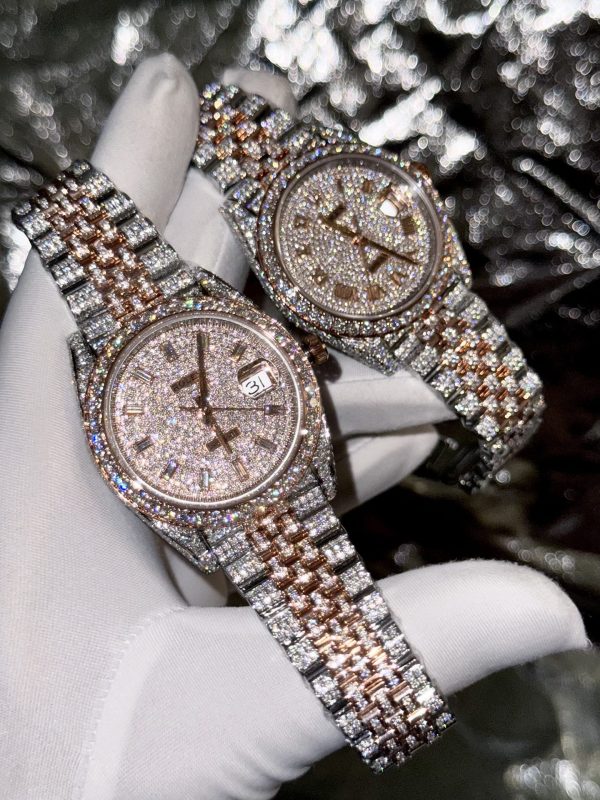 Rolex Replica 1:1 Watch DateJust With Full Diamond Moissanite Hong Kong 41mm