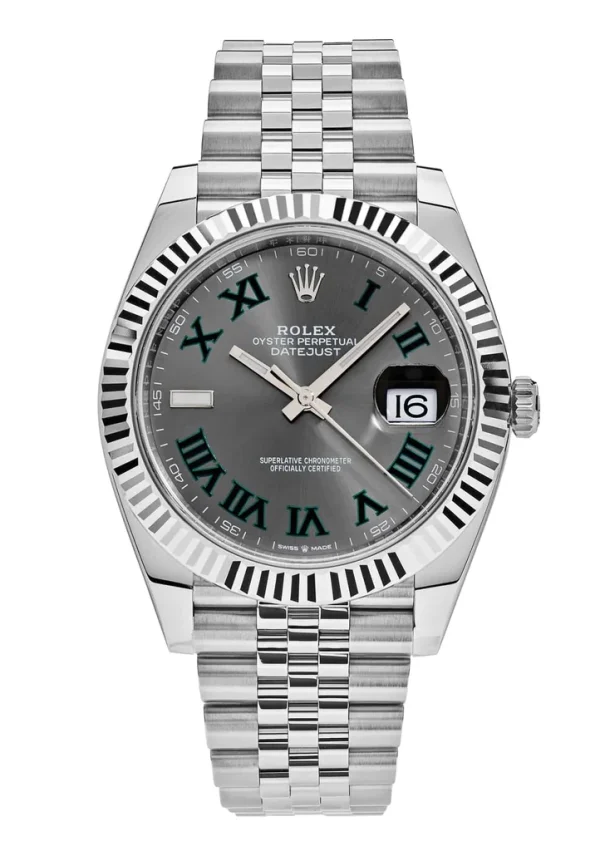 Superclone Rolex Datejust 41mm Rhodium Dial 126334 “Wimbledon” Flutted / Jubilee
